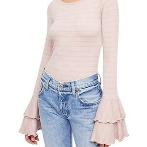 NWT Free People We The Good Find Ruffle Sleeve Top